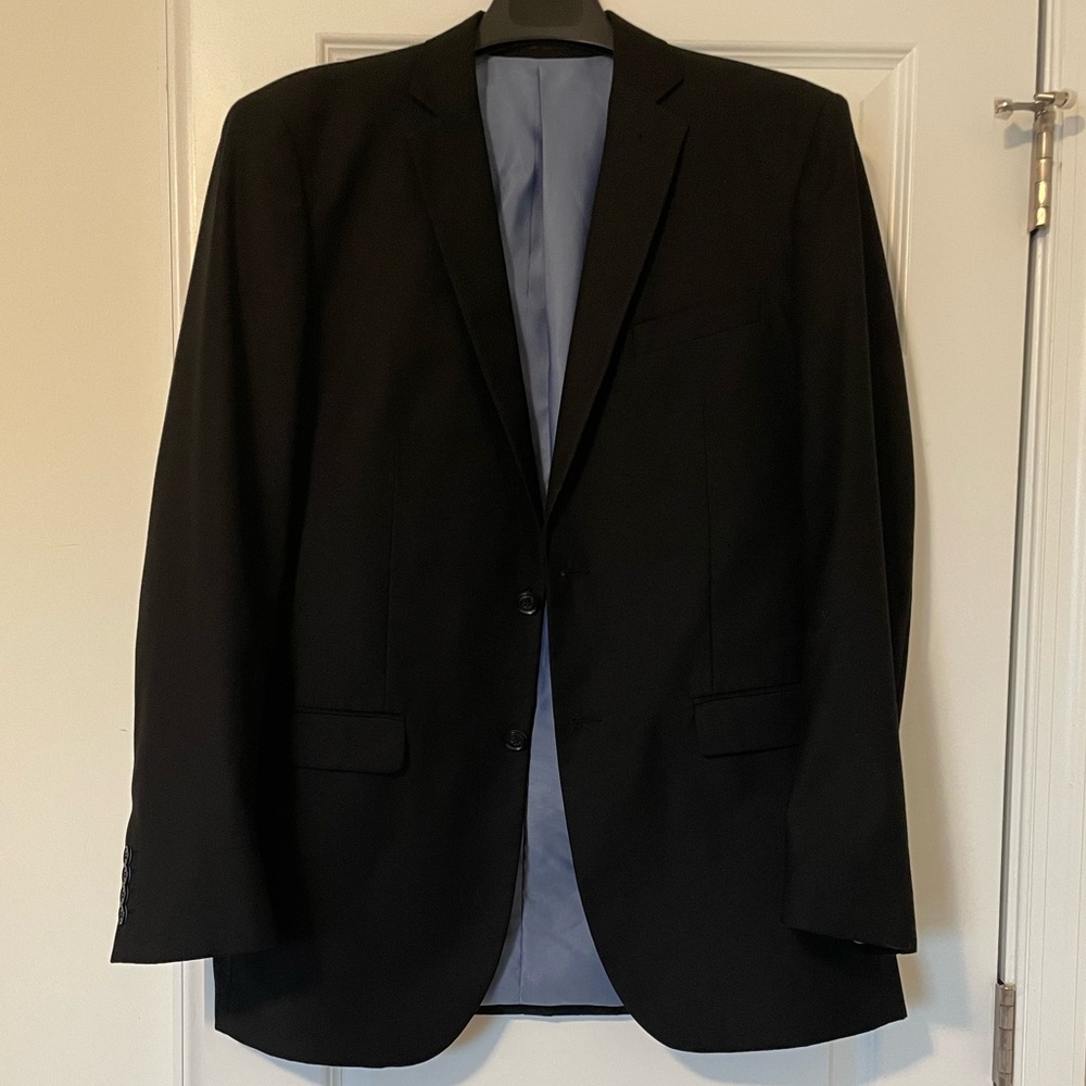 Men Alberto Cardinali 42L, Black 2Button Single Breasted Jacket W/Notched Collar